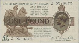 Great Britain: United Kingdom Of Great Britain And Ireland, 1 Pound ND(1919) Wit - Sonstige & Ohne Zuordnung