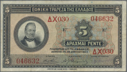 Greece: National Bank Of Greece, Pair With 5 Drachmai 1923 (P.73, VF) And 10 Dra - Grecia