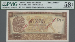Greece: Bank Of Greece, 1.000 Drachmai 1956 SPECIMEN, P.194s With "Specimen" Per - Griekenland