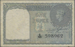 India: Government Of India, Pair With 1 Rupee 1935 Without Watermark (P.14b, F/F - India