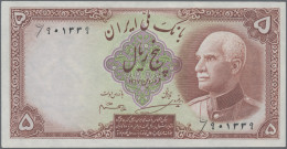 Iran: Bank Melli Iran, Set With 3x 5 Rials SH1316, 1317 (1937, 1938), P.32a (F/F - Iran