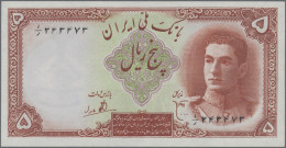 Iran: Bank Melli Iran, Set With 5 Banknotes, Series ND(1944), With 5 Rials (P.39 - Iran