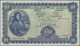Ireland: Central Bank Of Ireland, 10 Pounds 1951, P.59b, Great Original Shape Wi - Irlanda