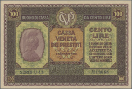 Italy: Cassa Veneta Dei Prestiti, Lot With 8 Banknotes, Series 1918, With 5, 10 - Andere & Zonder Classificatie