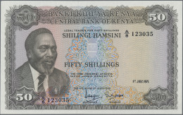 Kenya: Central Bank Of Kenya, Huge Lot With 10 Banknotes, Series 1969-1977, With - Kenia