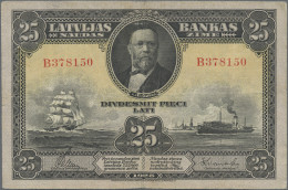 Latvia: Latvijas Banka, Very Nice Set With 3 Banknotes, With 25 Lati 1928 (P.18a - Latvia