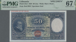 Lithuania: Lietuvos Bankas, 50 Litu 1928 SPECIMEN, P.24s4, Punch Hole Cancellati - Lithuania