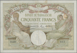 Madagascar: Banque De Madagascar, Nice Lot With 4 Banknotes, Series 1930-1942, W - Madagascar