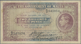 Malta: The Government Of Malta, Lot With 3 Banknotes, 1939 Series, With 2 Shilli - Malta