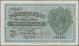 Malta: The Government Of Malta, Lot With 6 Banknotes, 1940-1943 Series, With 1 S - Malte