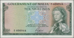 Malta: Government Of Malta, Lot With 3 Banknotes, Series L.1949 (ND 1963), With - Malta