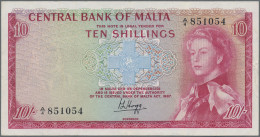 Malta: Central Bank Of Malta, Set With 3 Banknotes, L.1967 (ND 1968) Series, Wit - Malte