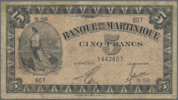 Martinique: Banque De La Martinique, Pair With 5 Francs L. 1901 (ND 1934-1945) ( - Autres & Non Classés