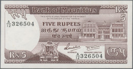 Mauritius: Bank Of Mauritius, Lot With 5 Banknotes, Series 1985/86, With 5 Rupee - Maurice