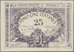 Monaco: Principauté De Monaco, 25 Centimes 16.03./20.03.1920, With Embossed Arms - Mónaco