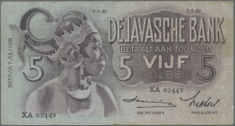 Netherlands Indies: De Javasche Bank, Set With 5 Banknotes, Series 1930-1939, Co - Indie Olandesi
