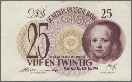 Netherlands: De Nederlandsche Bank, 25 Gulden 1945, P.77, Rusty Spots From A Pap - Andere & Zonder Classificatie