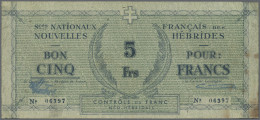 New Hebrides: Services Nationaux Français Des Nouvelles Hébrides, 5 Francs ND(19 - New Hebrides