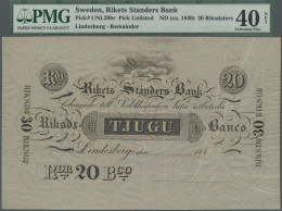 Sweden: Rikets-Standers-Bank, 20 Riksdaler ND(ca. 1840) Remainder, P.NL, PMG Gra - Zweden