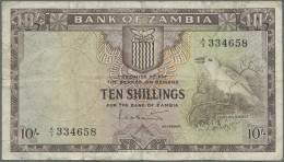 Zambia: Bank Of Zambia, 10 Shillings ND(1964), P.1, Stained Paper With Several F - Sambia