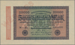 Deutschland - Deutsches Reich Bis 1945: Reichsbanknote 20.000 Mark 1923 MUSTER, - Sonstige & Ohne Zuordnung