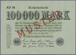 Deutschland - Deutsches Reich Bis 1945: Reichsbanknote 100.000 Mark 1923 MUSTER, - Autres & Non Classés