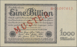 Deutschland - Deutsches Reich Bis 1945: Reichsbanknote 1 Billion Mark 1923 MUSTE - Autres & Non Classés