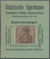 Deutschland - Briefmarkennotgeld: Trebnitz, Schlesien, Städtische Sparkasse, 5 P - Autres & Non Classés