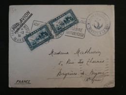 DG7 MAROC   BELLE LETTRE   1939 TANGER  A  BAGNERES  FRANCE +CACHET SERVICE A LA MER +PAIRE DE TP   AFF. INTERESSANT - Cartas & Documentos