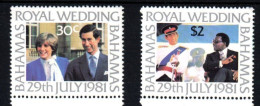 Bahamas, **, Yv 478, 479, Mi 480, 481, Sg 586, 587, Mariage De Charles Et De Diana, - Bahamas (1973-...)