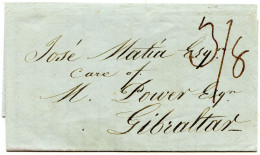 CHINE - LETTRE DE MACAO POUR GIBRALTAR TRANSIT PAR HONG-KONG, 1855 - ...-1878 Préphilatélie