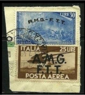 ● ITALIA  ●TRIESTE AMG FTT 1947 ֎ P. A. ֎ N. 5 + 27 Usati ● Cat. 30,00 €  ● Lotto N. 551 ● - Luftpost