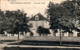 Fontaines-les-Chalon Ecole Des Filles School Scuola Saône-et-Loire Dos Vert Cpa Voyagée En B.Etat - Andere & Zonder Classificatie
