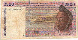 W.A.S. LETTER K = SENEGAL P712Ka 2500 FRANCS (19)92 1992  FINE - Estados De Africa Occidental