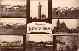 Fontaines Souvenir De Multi-Vues Saône-et-Loire Dos Vert Cpa Ecrite Au Dos En B.Etat - Autres & Non Classés