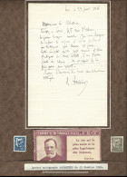 Lettre Autographe Louis Pasteur  Paris Le 23 Janvier 1986   Berger Mordu -   Planche Avec  Carnet  Et Timbres - - Inventori E Scienziati