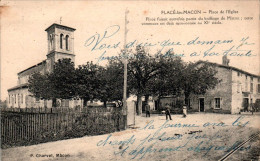 Flacé-lès-Mâcon Commune De Mâcon Place De L'Eglise Saône-et-Loire Dos Vert Cpa Ecrite Au Dos En TB.Etat - Autres & Non Classés