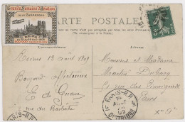 51- REIMS - GRANDE SEMAINE D'AVIATION- 22-29 AOUT 1909- VIGNETTE SOUVENIR (SILOMBRA V1) SUR CP-Affranchie N°137  Obl Cà - Aviation
