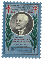 Timbre France - Erinnophilie - Comite National De Defense Cntre La Tuberculose  - 1934 Calmette -  Grande Vignette  5 F - Croce Rossa