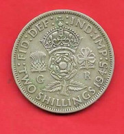 -- MONNAIE GRANDE BRETAGNE / GEORGES VI 2 SHILLINGS  De 1945 -- - J. 1 Florin / 2 Shillings