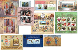 India 2023 Complete Year Set Of Miniature Sheets Birds 11v Various Themes - Full Years