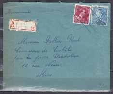 Aangetekende Brief Van Merbes Le Chateau Naar Mons - 1936-51 Poortman