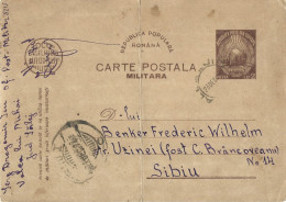 ROMANIA 1949 MILITARY, OPM 5215, POSTCARD STATIONERY - World War 2 Letters