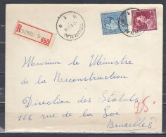 Aangetekende Brief Van Tounai H1H Naar Bruxelles - 1936-51 Poortman