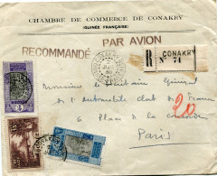 GUINEE FRANCAISE LETTRE RECOMMANDEE PAR AVION DEPART CONAKRY 2 JUIN 38 GUINEE-FRANCAISE POUR LA FRANCE - Cartas & Documentos