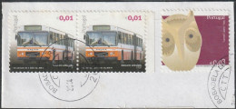 Fragment - Transport Bus & Mask -|- Mundifil Nºs - 3919 + 3421 - Postmark 2014 - Used Stamps