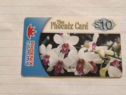 SINGAPORE-(SG-PRE-PHO-0034)-FLOWERS White-(269)($10)(482-979-0683)(01.12.01)-used Card+1card Prepiad Free - Singapour