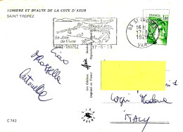 FRANCIA FRANCE - 1979 ST. TROPEZ Targhetta Turistica (porto) Su Cartolina Illustrata - 3216 - Other & Unclassified