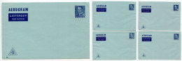 Denmark 1950's 5 Mint 60o. King Frederick IX Aerogrammes - Plates 16 Through 20 - Enteros Postales