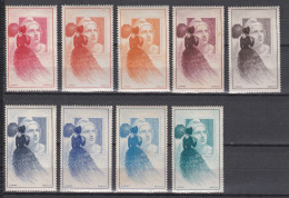 France 1946 - Marianne De Gandon - Essais De Couleurs - 9 Vignettes - Neuf**/* - Color Proofs 1945-…